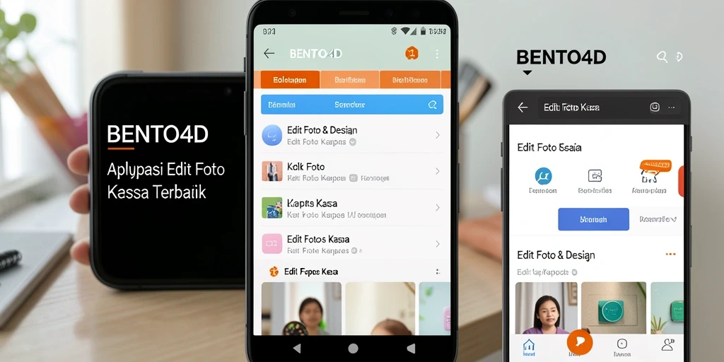 Antarmuka BENTO4D menampilkan berbagai fitur untuk Edit Foto Kertas Kaca.