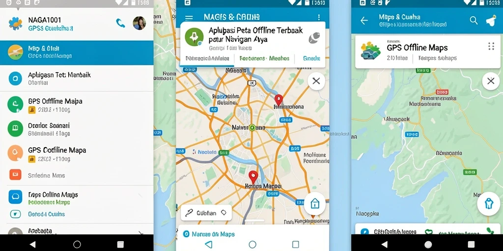 Tampilan antarmuka aplikasi NAGA1001 dengan fitur GPS Offline Maps.