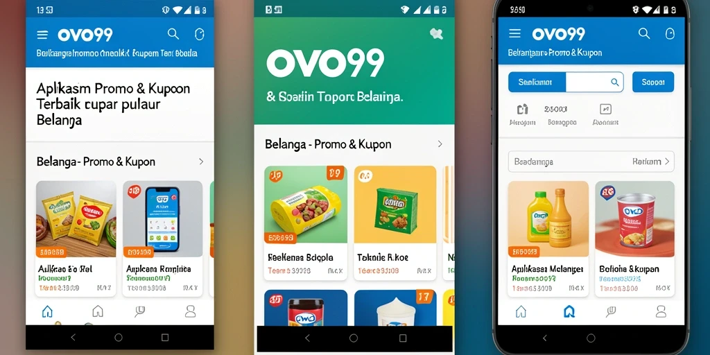 Tampilan antarmuka aplikasi OVO99 dengan berbagai promo menarik.